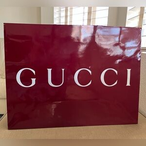 Gucci Glossy Wine Red Shopping Bag with White Logo
